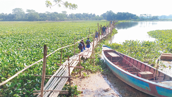 Perilous bamboo bridge poses risk to commuters  