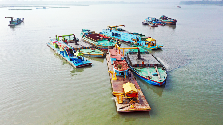 Illegal sand extraction threatens Meghna River ecology