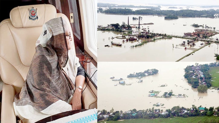 PM inspects flood situation in Sylhet, Netrokona, Sunamganj PM inspects flood situation in Sylhet, Netrokona, Sunamganj