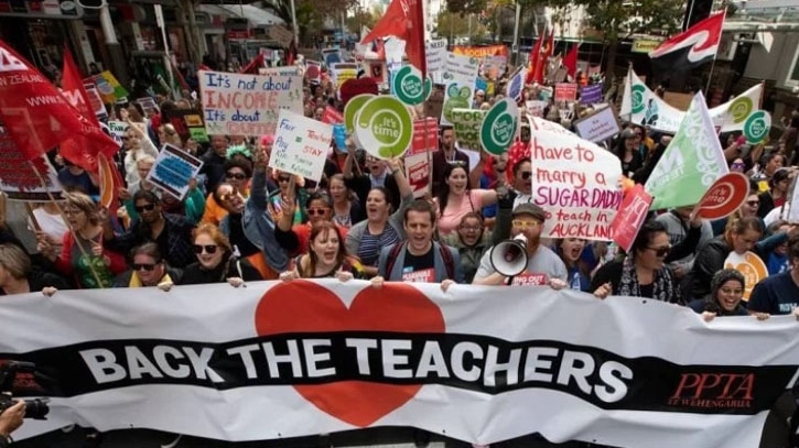 Nearly 5 , teachers strike in New Zealand over cost of living-