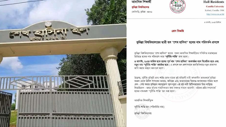 কুবির শেখ ‘হাসিনা হল’ নাম পরিবর্তন করার বিজ্ঞপ্তি শিক্ষার্থীদের